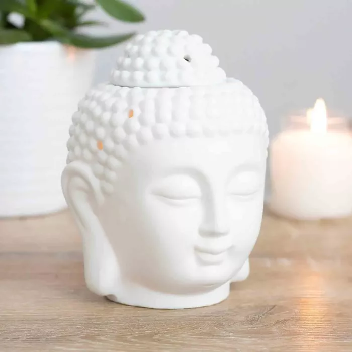 Aromalampa keramická Buddha bílá příslušenství