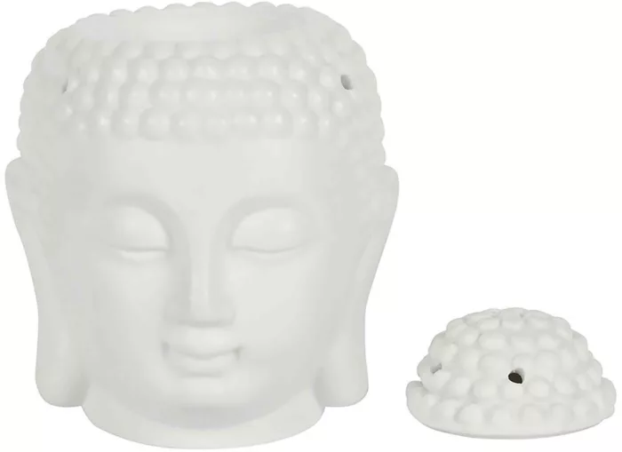 Aromalampa keramická Buddha bílá příslušenství