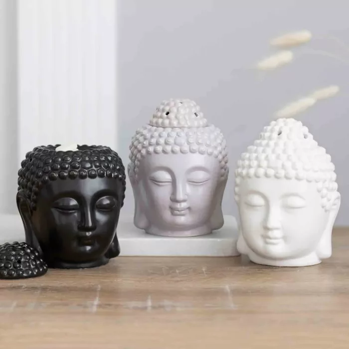 Aromalampa keramická Buddha bílá příslušenství