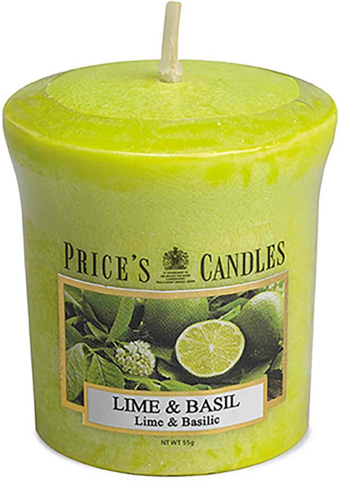 Price´s Candles Lime & Basil 55 g votivní svíčka příslušenství