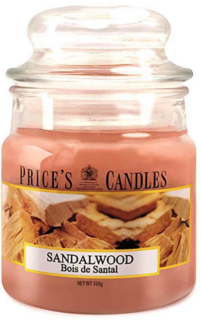 Price´s Candles Sandalwood 100 g vonná svíčka příslušenství