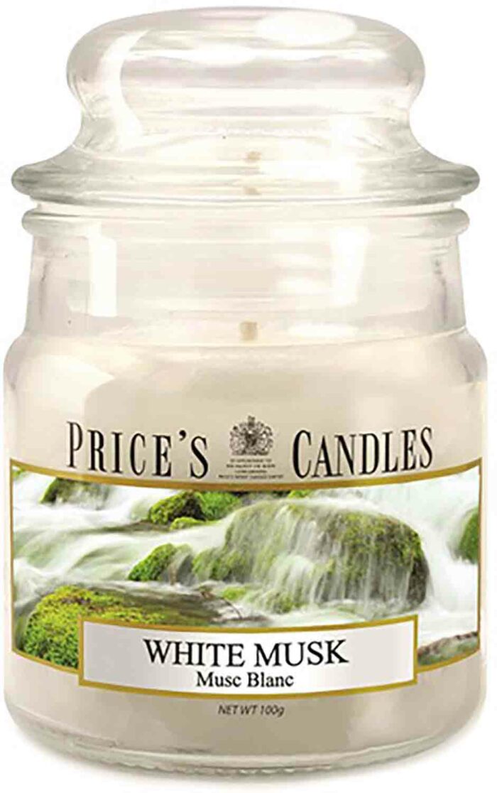 Price´s Candles White Musk 100 g vonná svíčka příslušenství