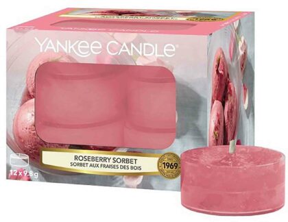 Čajové svíčky Yankee Candle Roseberry Sorbet - 12 kusů