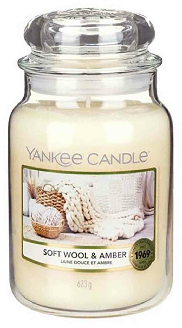 Yankee Candle Soft Wool and Amber 623 g příslušenství