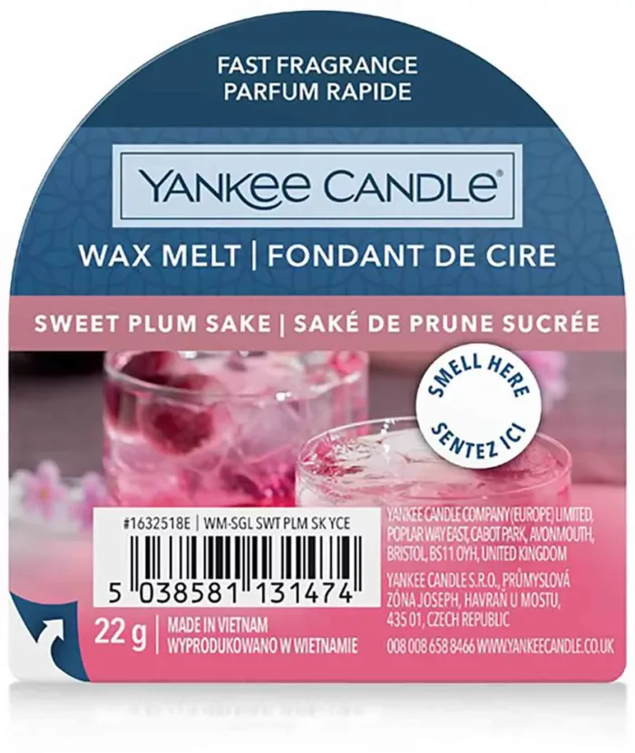 Yankee Candle Sweet Plum Sake 22g vonný vosk příslušenství