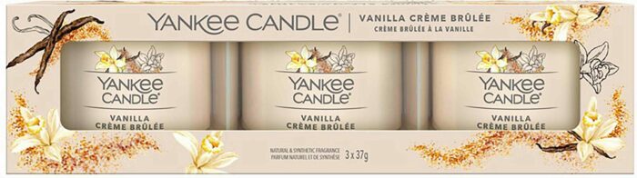 Yankee Candle Vanilla Creme Brulee sada votivních svíček příslušenství